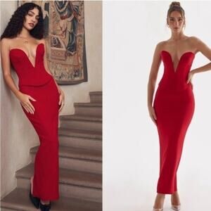 House Of CB Cherry Red Maxi Skirt M